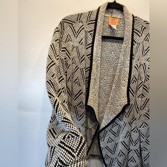 Ruby Rd Women's High Low Cardigan Size 2X Open Front Chunky Knit Herringbone - Picture 2 of 7